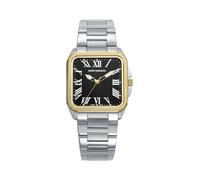 Mark Maddox MM0143-52 - Montre femme analogique trois aiguilles, boîtier en acier et IP doré, cadran noir avec chiffres romains, bracelet en acier
