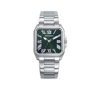 Mark Maddox MM0143-62 - Montre femme analogique trois aiguilles, boîtier et bracelet en acier, cadran vert avec chiffres romains, verre minéral