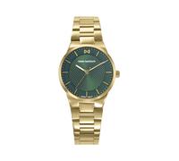 Mark Maddox MM1031-67 - Montre femme analogique trois aiguilles 31 mm, acier IP doré, cadran vert, bracelet métallique, WR 50 m