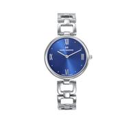 Mark Maddox MM1033-33 - Montre femme analogique deux aiguilles 32 mm, boîtier et bracelet en acier, cadran bleu avec chiffres romains, fermeture de bijoux, WR