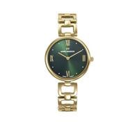 Mark Maddox MM1033-63 - Montre femme analogique deux aiguilles 32 mm, acier IP doré, cadran vert avec chiffres romains, fermeture de bijouterie, WR