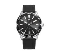 Mark Maddox Montre Homme HC1009-16 - Boîtier en acier avec lunette noire, cadran gris, bracelet en silicone, 44 mm, 10 ATM, mouvement à quartz, Noir