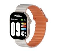 Mark Maddox Smart HS2007-10 - Smartwatch unisexe blanc et orange, bracelet en caoutchouc, boîtier argenté, appels depuis la montre, GPS dans l'application, contrôle du stress et fréquence cardiaque