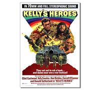 Mark Mountford Kelly ´s Heroes- Clint Eastwood Poster de film rétro multicolore, vintage, affiche A3 420 x 297 mm