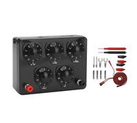 MARKELL 1 boîte de résistance d'enseignement noire - Résistance décadée réglable de 0 à 9999,9 ohms - Pour les cours de physique et 16 câbles bananes