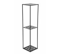 Markenloss HowHomely - Support de fleurs en métal - 100 x 24 cm - Élégant et haut - Avec étagère supplémentaire - Noir - Pour la décoration de la maison