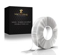 MARKENZEUG Ruban Adhésif Double Face Extra Fort Transparent - 3M Nano Tape Lavable et Réutilisable - Ruban de Montage Adhésif pour Cadre Photo, Tapis et Décoration Maison - 2cm x 3m