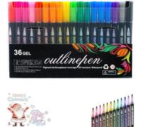 Marker Pen for Highlight, Coloring Lightstick Graffiti Pen, Double Line Contour Pens, Metallic Outline Marker Pens, Outline Markers Self-Outline Metallic Markers (36colors)
