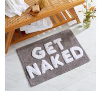 Market & Place Get Naked Tapis de bain mignon, décoration de salle de bain amusante pour baignoire et douche, tapis de bain absorbant touffeté en coton, 50,8 x 76,2 cm, gris et blanc