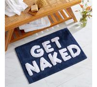Market & Place Get Naked Tapis de bain mignon, décoration de salle de bain amusante pour baignoire et douche, tapis de bain absorbant touffeté en coton, 50,8 x 76,2 cm, bleu marine et blanc