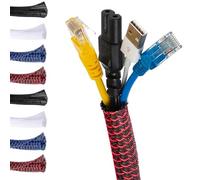 MarketConnect® Gaine Câbles Auto-Fermeture Ø 13mm, L 4m • Range et Cache les Câbles • Idéal pour Bureau et TV • NOIR-ROUGE