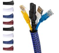 MarketConnect® Gaine Câbles Auto-Fermeture Ø 3mm, L 4m • Range et Cache les Câbles • Idéal pour Bureau et TV • NOIR-BLEU