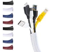 MarketConnect® Gaine Câbles Auto-Fermeture Ø 3mm, L 4m • Range et Cache les Câbles • Idéal pour Bureau et TV • BLANC