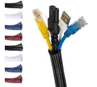 MarketConnect® Gaine Câbles Auto-Fermeture Ø 6mm, L 8m • Range et Cache les Câbles • Idéal pour Bureau et TV • NOIR