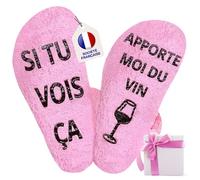 MARKETIFAR Idée Cadeau Femme - Chaussettes Femme Rigolotes pour Saint Valentin, Noel, anniversaire, Idee cocooning pour Maman, fille, petite amie, épouse... Chaussettes Humoristiques Fantaisie (vin)