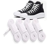MARKETIFAR Lacets Blancs pour Baskets-4 Paires Lacet Blanc-Lacet Chaussure-Parfait pour Converse Haute-Lacets blancs plats-120 cm-7 œillets