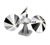 MARKETTY Dispositif réfléchissant pour effrayer les oiseaux - Éolienne avec base en plastique, 3 lames polygonales double face chromées, réflecteur pigeon, pic, moineau, pour extérieur, bateau, toit
