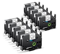 MarkField 10x TZe-221 9mm Ruban Compatible avec Brother P touch étiquette Noir sur Blanc TZ TZe221 0.35" tape Cassette, pour PT-H100LB H105 H107 H110 PT-D210 D410, P710BT Cube, 10Pack