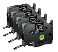 MarkField 4x TZ-325 9mm Laminés Ruban Compatible avec Brother P-Touch TZe-325 0,35 9 mm étiquettes, pour ptouch PT-1000 H105 H100lb H110 H107 H100R P300BT H200 1010 D400VP E100, Blanc sur Noir