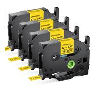 MarkField 4x TZ-631 12mm Ruban Compatible avec Brother P-touch étiquette TZe-631 12mm 0.47 Noir sur Jaune Laminé Cassettes, pour ptouch PT-H110 H107 H100LB H200 P300BT CUBE E110 1250 1000 D210