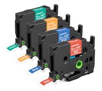 MarkField 4x TZe 12mm Blanc sur Colore Ruban d'étiquette Compatible pour Brother P-touch TZe-435 535 635 735 TZ 12 mm 0.47 Couleur Tape Cassette pour PT-H110 H105 H100LB H107 1000 D210 D410