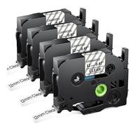 MarkField 4x TZe-131 Clear 12mm Ruban Compatible pour Brother P-touch Transparent 12mm TZ TZe131 0.47 Laminé étiquette pour PT-H110 H107 H100LB H200 P300BT CUBE 1000 900 1830, Noir sur Clair