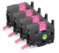 MarkField 4xTZe-MQP35 Compatible avec Brother P touch Rose Baies 12mm Ruban | TZe TZ-MQP35 Rubans étiquette 0,47", TZ 12mm Label Tape, pour PT-H100LB H105 1000 1010 D400 D200 E110,Blancs sur Rose Baies