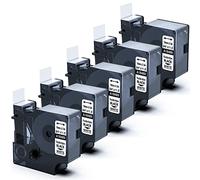 MarkField 5x Rubans d'écriture Nylon Flexible 19mm Compatible avec Dymo Rhino 18489 étiquette industriel flexible Compatible pour Dymo Rhino 4200 5000 5200 6000 étiqueteuse, Noir sur Blanc