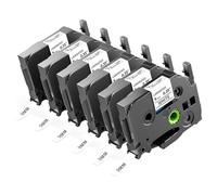 MarkField 6x TZe-221 9mm Ruban Compatible avec Brother P touch étiquette Noir sur Blanc TZ TZe221 0.35" tape Cassette, pour PT-H100LB H105 H107 H110 H100R D210 D410, P710BT Cube