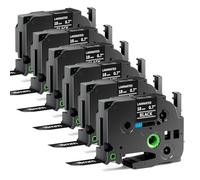 MarkField 6x TZe-345 Blanc sur Noir 18mm Ruban Compatible avec Brother P-Touch TZ TZe345 18mm 0,7 Laminé étiquettes, pour Ptouch PT-550 900 D400 D410 D450 D600 P700 P710B P910BT 2430PC