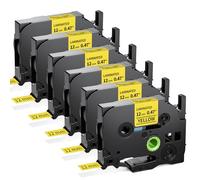 MarkField 6x TZe-631 12mm Ruban d'étiquette Compatible avec Brother P-touch TZe631 12mm 0.47 Noir sur Jaune Laminé Tape Cassette, pour ptouch PT-H110 H107 H100LB H200 P300BT E110 1250 1000 D210