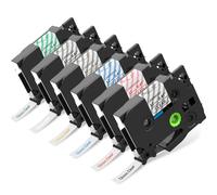 MarkField 6xTZe-131 Couleur sur Clear Compatible avec Brother P-Touch Ruban | TZ TZe-131 color on Transparent Étiquette 12mm x 8m 0,47 laminés Tape pour PT-H105 H107 H110 H200 H100LB 1000 1010 D200 Cube