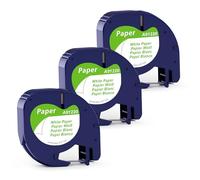 MarkField Compatible avec Dymo LetraTag Paper Rubans Papier White Ruban 12mm x 4 m 91200 S0721510 Compatible avec Recharge Dymo Letra Tag Etiquette LT-100H LT-100T 2000 XR XM QX50 Plus, Noir sur Blanc