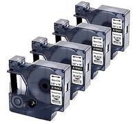 MarkField Compatible Ruban Remplacement pour Dymo Rhino Étiquettes Industrielle Vinyle 18443 9mm x 5,5m, pour Rhino 4200 5200 6000 1000 3000 5000 ILP219, Noir sur Blanc, 4 Pack