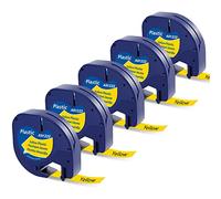 MarkField Ruban Compatible avec Dymo LetraTag Etiquette Plastique | 91202 S0721620 Noir sur Jaune 12mm x 4 m, Compatible avec Dymo LetraTag LT-100H LT-100T 2000 Plus XM