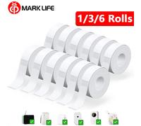 Marklife - étiquettes adhésives thermiques blanches, papier UV Transparent, Compatible avec l'imprimante d'étiquettes P15 P12 P11 D30 Q30, 1/3/6 rouleaux