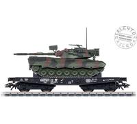 Marklin 48879 - AC H0 1:87 - Wagon Plat Type Rlmmps DB Avec Charge Militaire