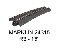 Märklin Rail courbe 24315 Rayon 515 mm 15° 6 pièces