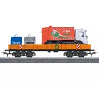 MARKLIN Wagon à bords bas Rlmms, chargé avec camion poubelles Start Up - HO 1/87