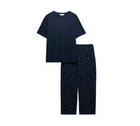 Marks & Spencer Pyjama bleu foncé / blanc, Taille L