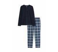 Marks & Spencer Pyjama en Coton peigné à Carreaux Mélange De Bleu Marine L