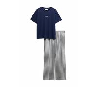 Marks & Spencer Pyjama Pur Coton avec Bas tissé Mélange De Bleu Marine XS