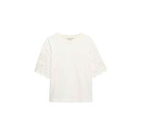 Marks & Spencer T-Shirt Broderie Anglaise Boxy Femme en Pur Coton, Coupe Standard