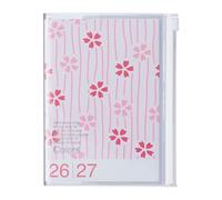 MARK'STYLE Agenda semainier vertical A6 16 mois (septembre 2026 à décembre 2027) avec couverture en PVC souple transparent, rechargeable, pochette, pour l'organisation et la planification quotidiennes