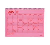 MARK'STYLE B5 Planning mensuel 2027 - Carnet de notes avec disposition fonctionnelle et espace mémo, janvier à décembre 2027, fabriqué au Japon (rose fluo)