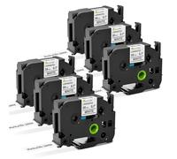 Markurlife TZe-241 18 mm Kompatibel avec Brother P-Touch Rubans 18 mm Noir sur Blanc TZe241 TZ Ruban 18 mm Blanc Ptouch pour Brother PTouch PT H107B H100LB H110 D210 E100 D600VP 1000, Lot de 6