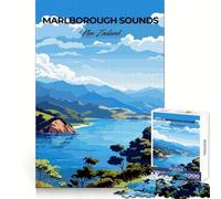 Marlborough Sounds,Nouvelle-Zélande Puzzles pour Adolescents 1000 pièces Développement cérébral Plaisir Calme Assemblage Propre Cadeau saisonnier (38x26cm)