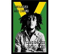 Marley, Bob - Poster - Collage + cadre amovible, Shinsuke® Maxi MDF noir, vitre acrylique
