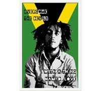 Marley, Bob - Poster - Collage + cadre interchangeable, Shinsuke® Maxi MDF blanc, vitre acrylique