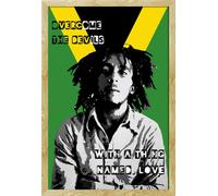 Marley, Bob - Poster - Collage + cadre interchangeable, Shinsuke® Maxi MDF hêtre, vitre acrylique